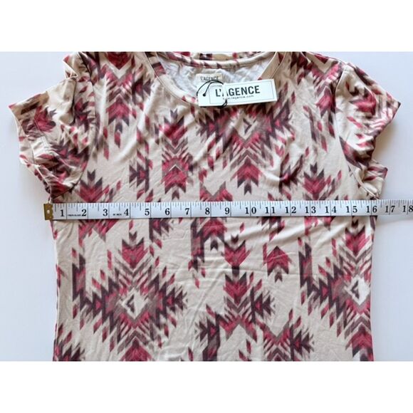 NWT L'Agence Ressi Fitted Crew Neck Short Sleeve Tee in Tan Multi Ganado Print S - Picture 14 of 14